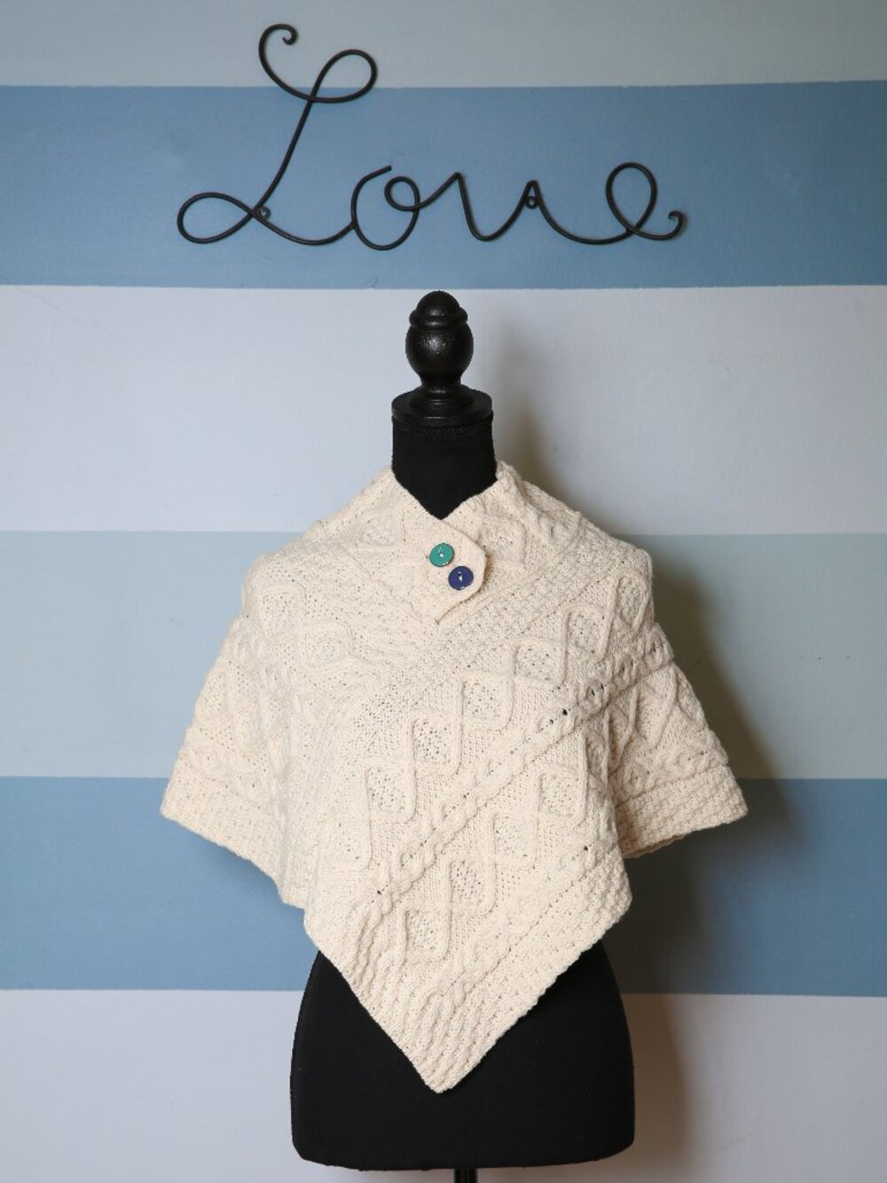 ARAN 100% Merino Wool Kid's Poncho | Size Medium
